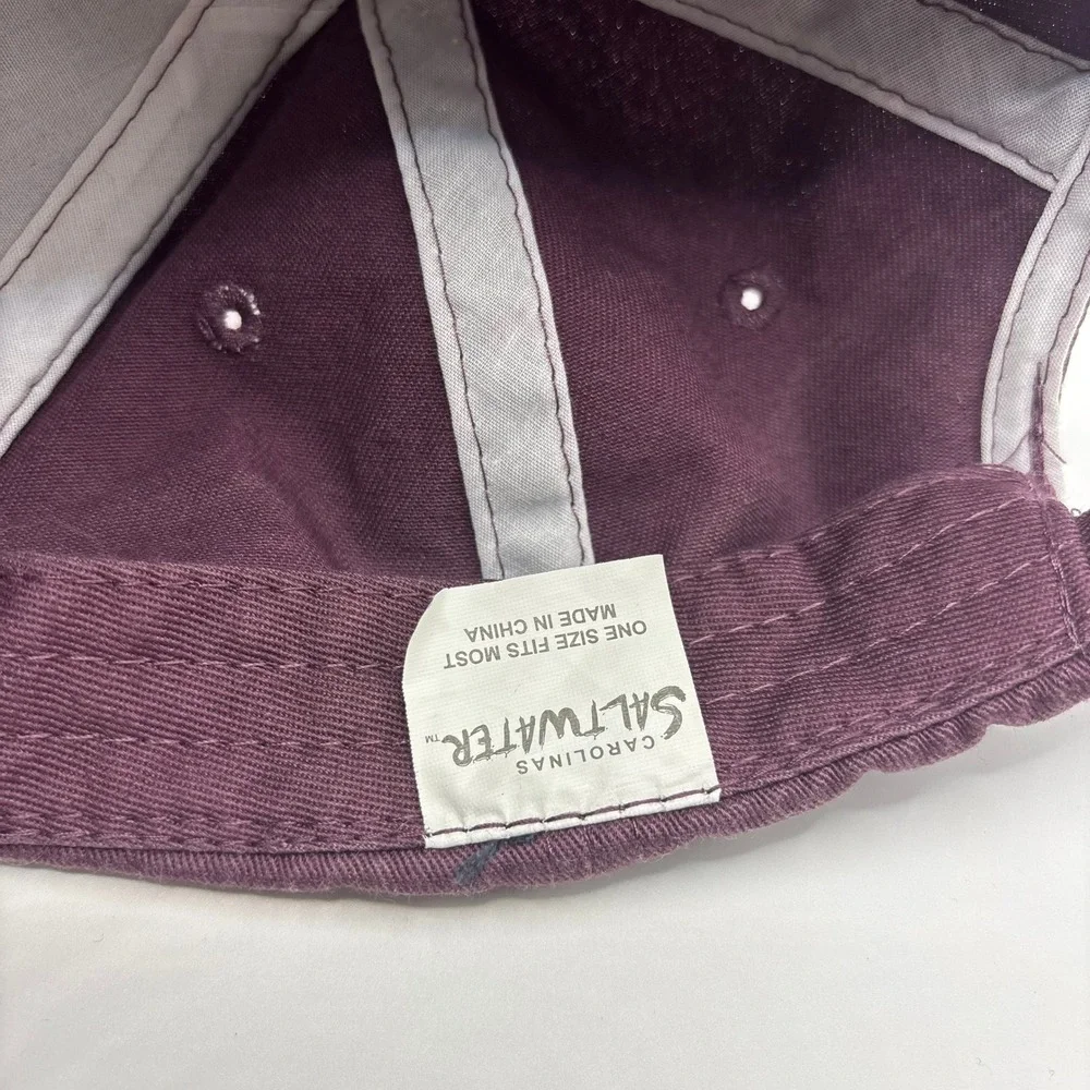 Baseball Cap Saltwater Carolinas OS Maroon Cotton OIB Ocean Isle Beach NC